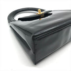 Chanel CC Logo Turnlock Patent Hand Bag Black Bag — view 6