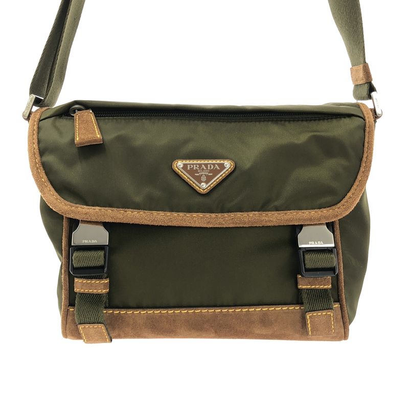 Prada 2025 SS Re-Nylon Suede Medium Shoulder Bag Khaki Brown — view 3