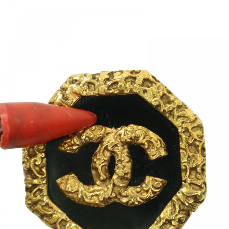 Chanel Brooch Lady's Coco Mark Lava Magma Accessory Vintage GP 93