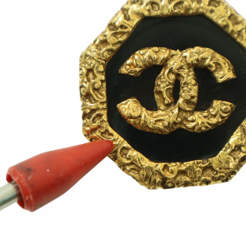 Chanel Brooch Lady's Coco Mark Lava Magma Accessory Vintage GP 93
