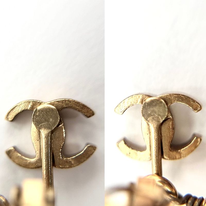 Chanel Earrings Coco Mark Swing Accessory Vintage GP Rhinestone