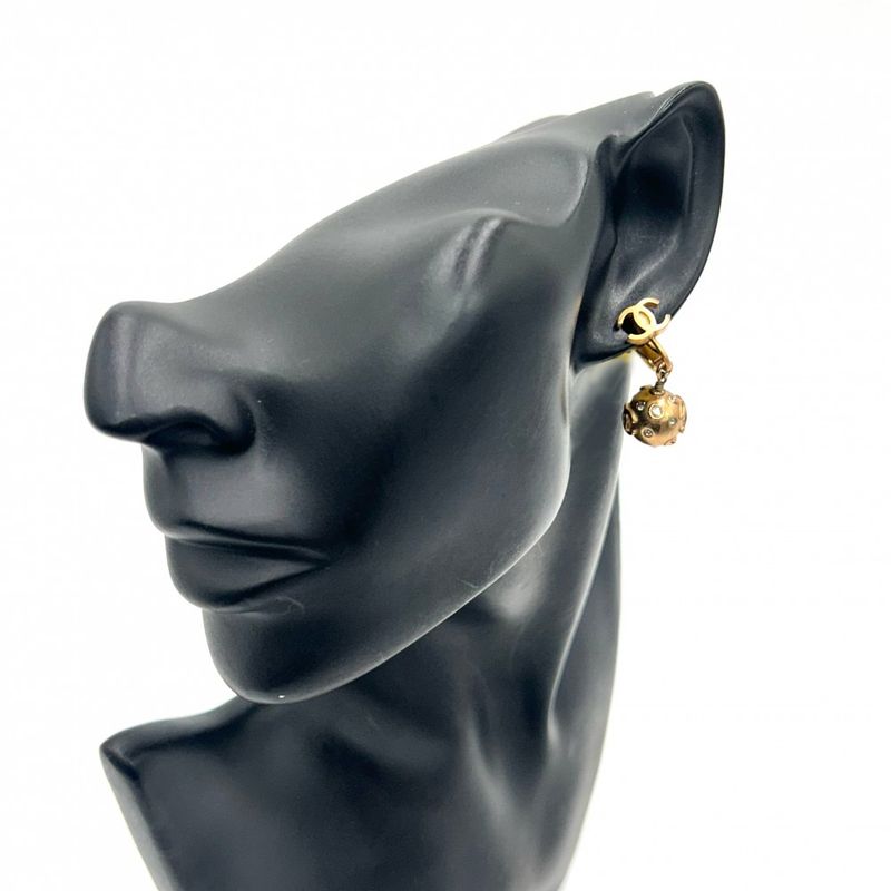 Chanel Earrings Coco Mark Swing Accessory Vintage GP Rhinestone
