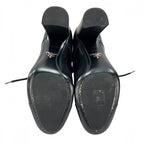 Prada Boots High Heel Lace Up 37 1 2 Leather Black Winter — view 5