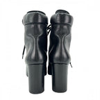 Prada Boots High Heel Lace Up 37 1 2 Leather Black Winter — view 4