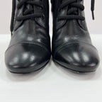 Prada Boots High Heel Lace Up 37 1 2 Leather Black Winter — view 9