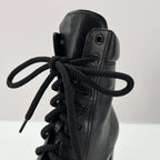 Prada Boots High Heel Lace Up 37 1 2 Leather Black Winter — view 8