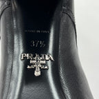 Prada Boots High Heel Lace Up 37 1 2 Leather Black Winter — view 7