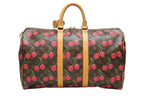 Louis Vuitton Keepall 45 Boston Bag Monogram Cherry Leather Brown Takashi