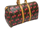 Louis Vuitton Keepall 45 Boston Bag Monogram Cherry Leather Brown Takashi — view 4