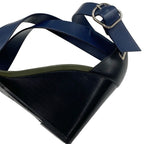 Hermes Sandals Shoes Leather Navy Khaki Black Wedge Sole — view 9