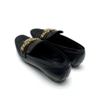 Louis Vuitton Upper Case Line Loafers Leather Shoes Black Gold Chain — view 4