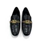 Louis Vuitton Upper Case Line Loafers Leather Shoes Black Gold Chain — view 2
