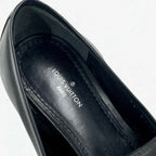 Louis Vuitton Upper Case Line Loafers Leather Shoes Black Gold Chain — view 7