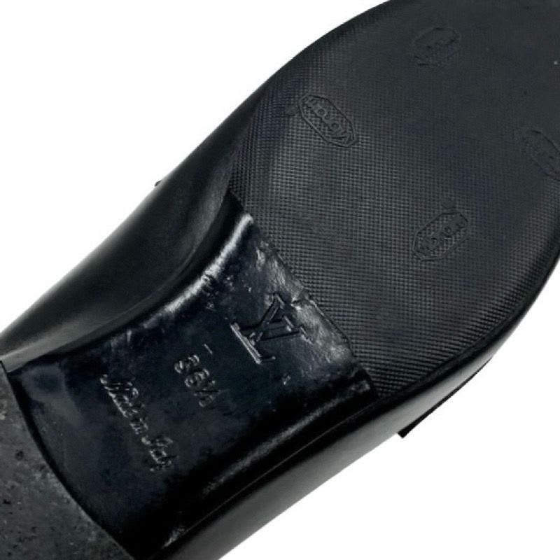 Louis Vuitton Upper Case Line Loafers Leather Shoes Black Gold Chain — view 8