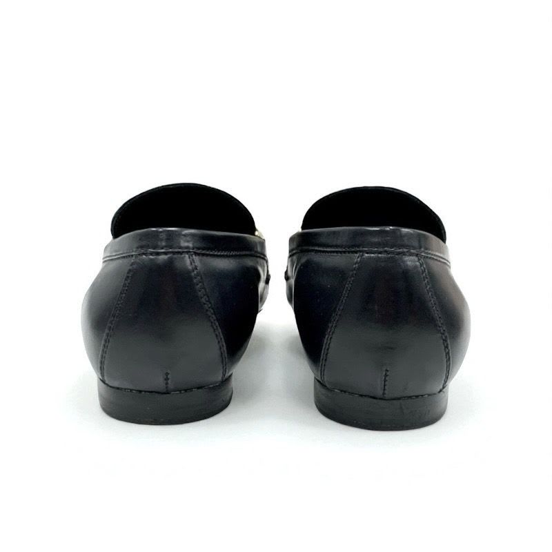 Louis Vuitton Upper Case Line Loafers Leather Shoes Black Gold Chain — view 5