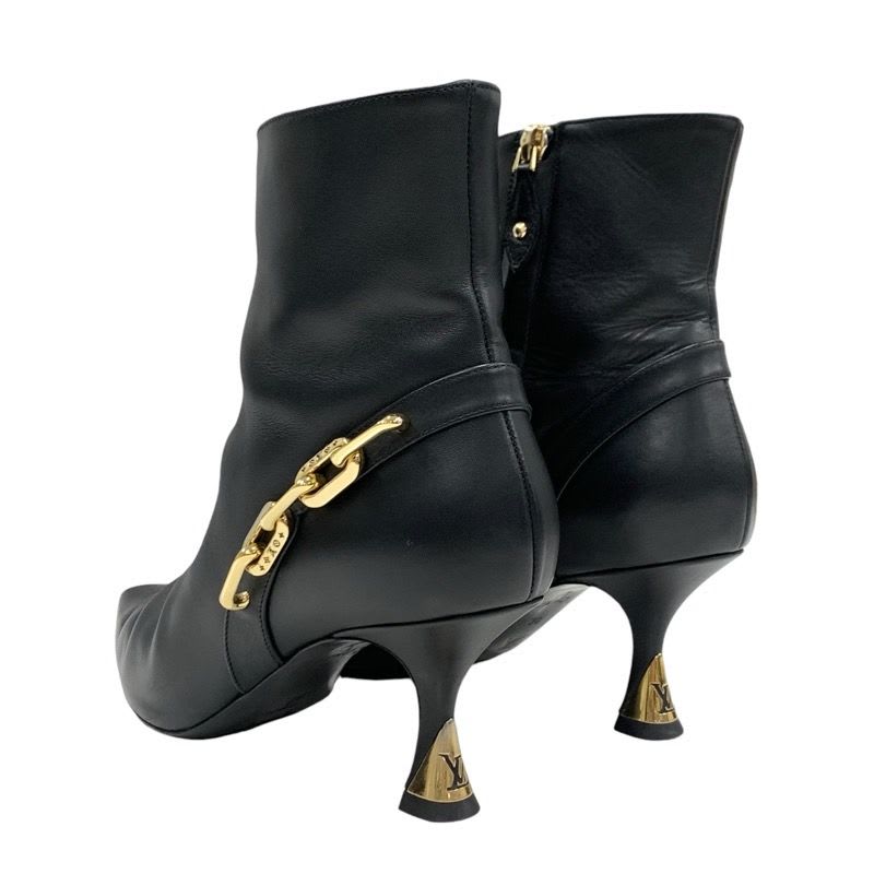 Louis Vuitton Sparkle Line Monogram Boots Short Shoes Leather Black — view 4