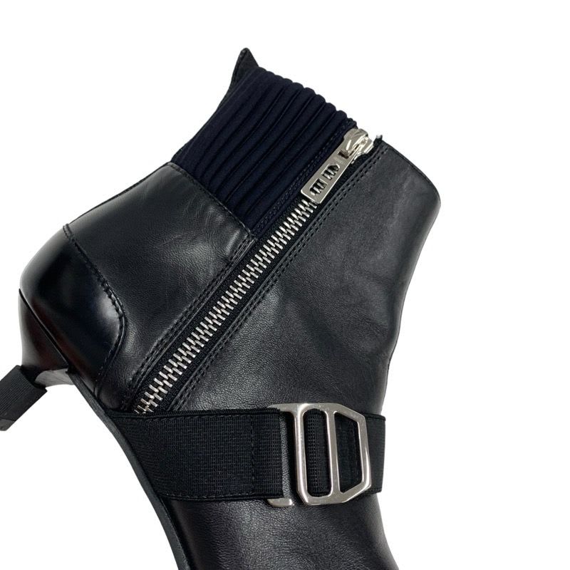 Hermes Boots Short Shoes Leather Fabric Black Silver Belt — view 9