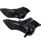 Hermes Boots Short Shoes Leather Fabric Black Silver Belt — view 6