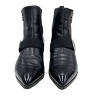 Hermes Boots Short Shoes Leather Fabric Black Silver Belt — view 2