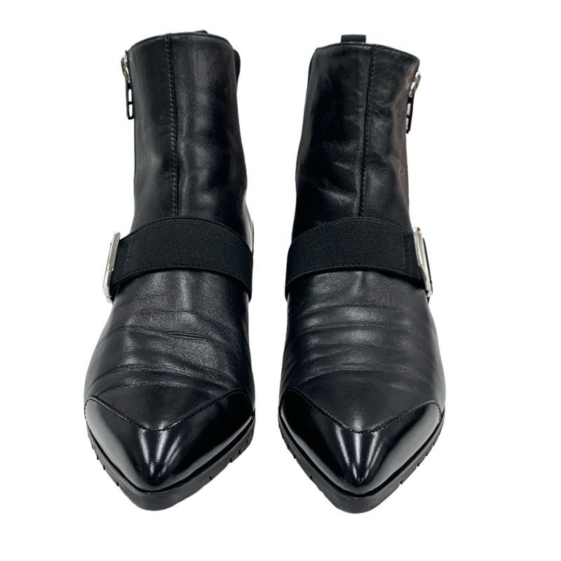 Hermes Boots Short Shoes Leather Fabric Black Silver Belt — view 2