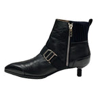 Hermes Boots Short Shoes Leather Fabric Black Silver Belt — view 3
