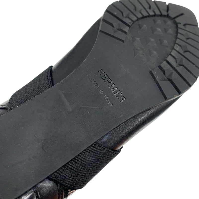 Hermes Boots Short Shoes Leather Fabric Black Silver Belt — view 8