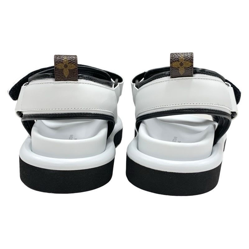 Louis Vuitton Pool Pillow Line Sandals Shoes Leather White Black — view 5