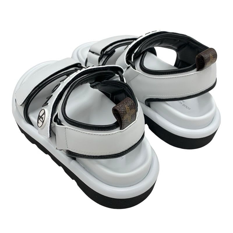 Louis Vuitton Pool Pillow Line Sandals Shoes Leather White Black — view 4