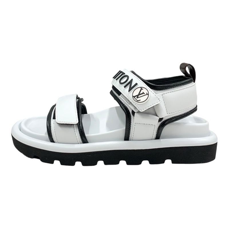 Louis Vuitton Pool Pillow Line Sandals Shoes Leather White Black — view 3