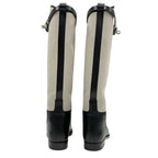 Hermes Jumping Boots Long Shoes Canvas Leather Beige Black Silver Kelly — view 5