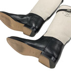 Hermes Jumping Boots Long Shoes Canvas Leather Beige Black Silver Kelly — view 6