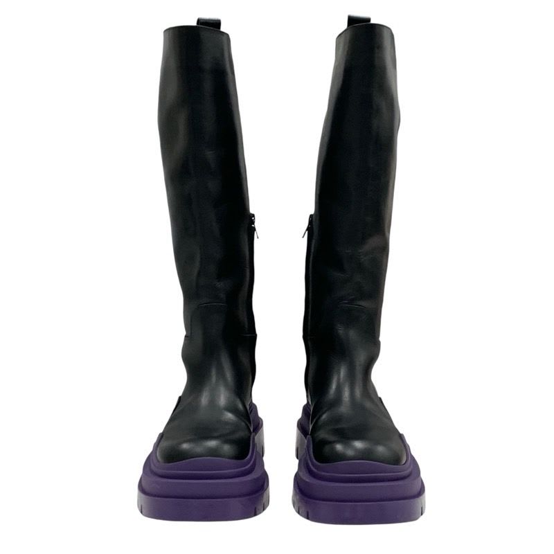 Bottega Veneta Tire Boots Long Shoes Leather Black Purple — view 2