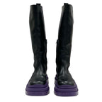 Bottega Veneta Tire Boots Long Shoes Leather Black Purple — view 2