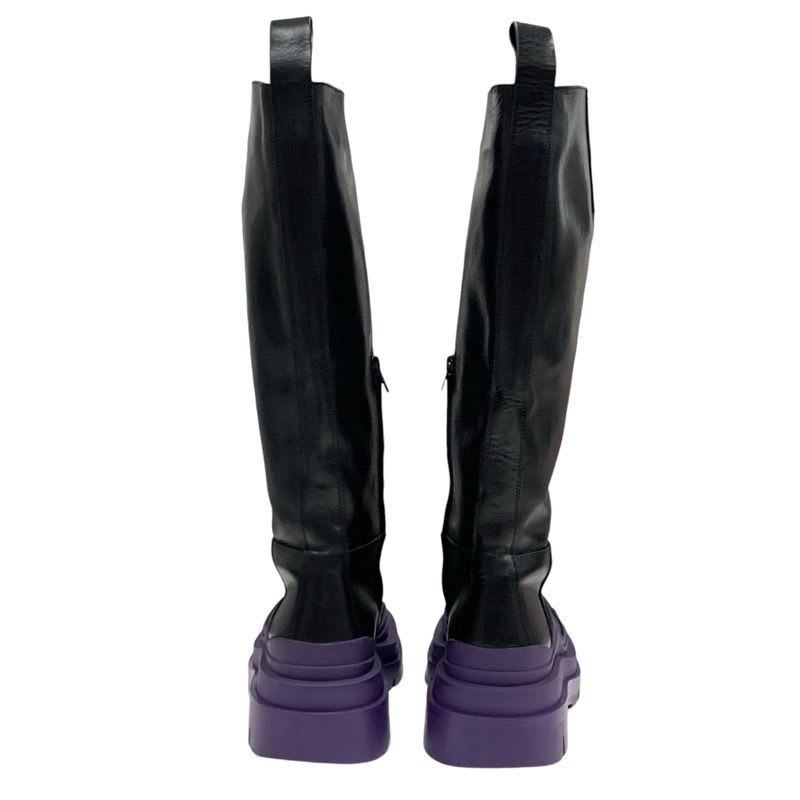 Bottega Veneta Tire Boots Long Shoes Leather Black Purple — view 5