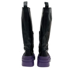 Bottega Veneta Tire Boots Long Shoes Leather Black Purple — view 5