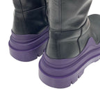 Bottega Veneta Tire Boots Long Shoes Leather Black Purple — view 9