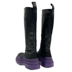 Bottega Veneta Tire Boots Long Shoes Leather Black Purple — view 4