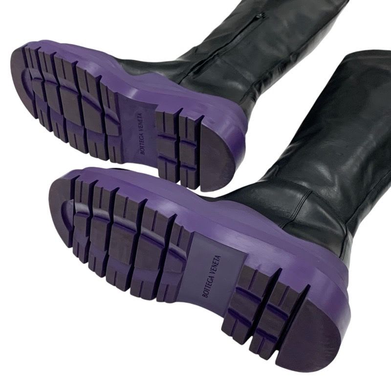 Bottega Veneta Tire Boots Long Shoes Leather Black Purple — view 6