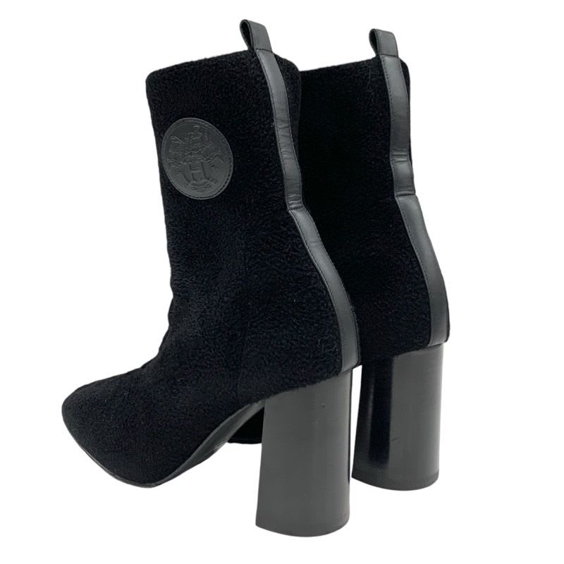 Hermes Jenna Boots Short Shoes Chenille Leather Black Socks — view 4