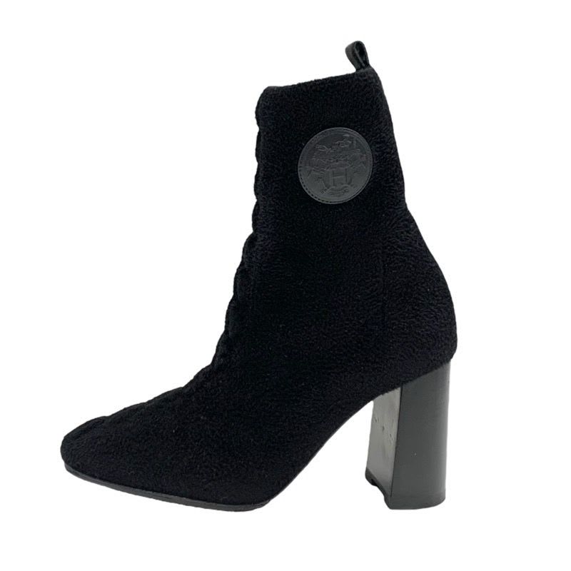 Hermes Jenna Boots Short Shoes Chenille Leather Black Socks — view 3