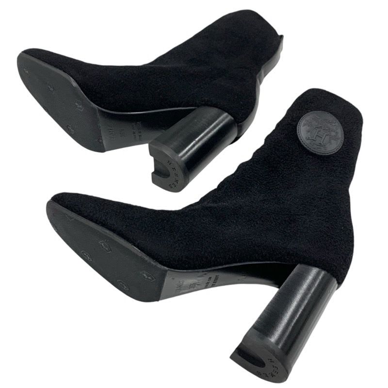 Hermes Jenna Boots Short Shoes Chenille Leather Black Socks — view 6