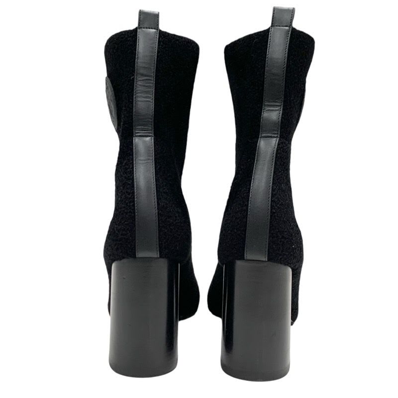 Hermes Jenna Boots Short Shoes Chenille Leather Black Socks — view 5