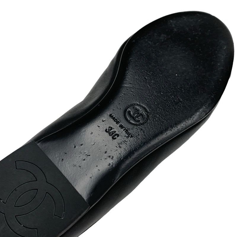 Chanel Flat Shoes Leather Fabric Black Mary Jane Coco Mark Ballet — view 7