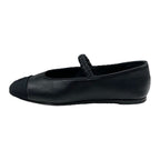 Chanel Flat Shoes Leather Fabric Black Mary Jane Coco Mark Ballet — view 3
