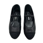 Chanel Flat Shoes Leather Fabric Black Mary Jane Coco Mark Ballet — view 2