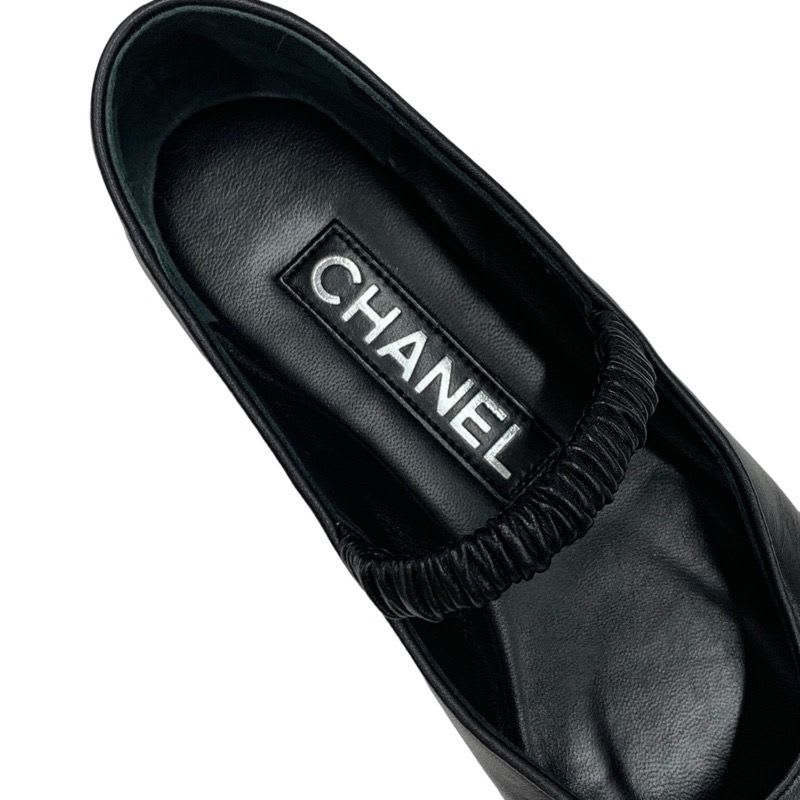 Chanel Flat Shoes Leather Fabric Black Mary Jane Coco Mark Ballet — view 6