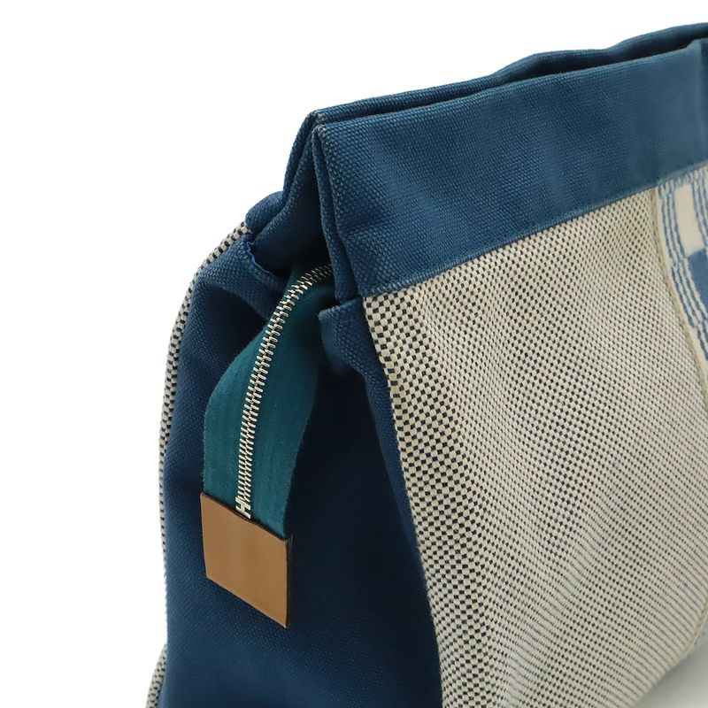 Hermes Gimetou GM Clutch Bag Second Travel Pouch Multi Case Canvas Blue — view 6
