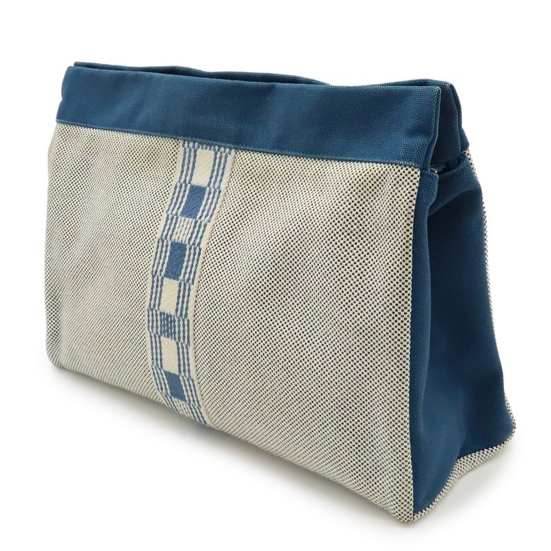 Hermes Gimetou GM Clutch Bag Second Travel Pouch Multi Case Canvas Blue — view 2