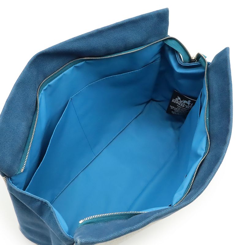 Hermes Gimetou GM Clutch Bag Second Travel Pouch Multi Case Canvas Blue — view 5