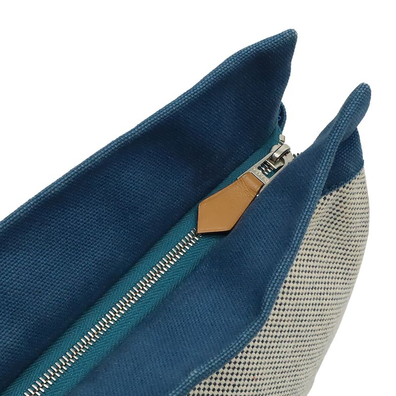 Hermes Gimetou GM Clutch Bag Second Travel Pouch Multi Case Canvas Blue — view 4